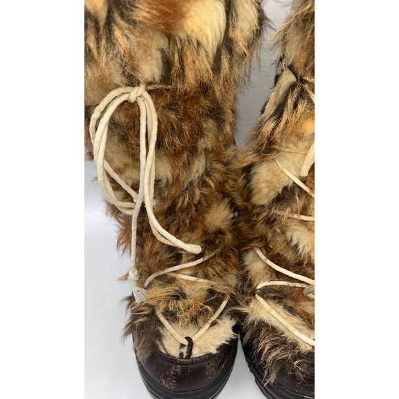 Muk Luks Women's Red Tan Knit Design Snow Boots Faux Fur Lined Size 9 Tan/Beige - Picture 6 of 16